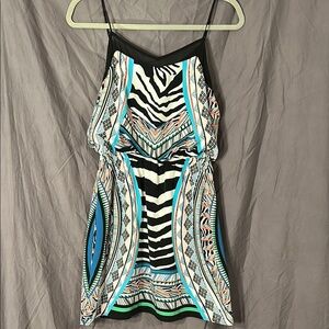 Express Blue Black Zebra Spaghetti Strap Sundress XS